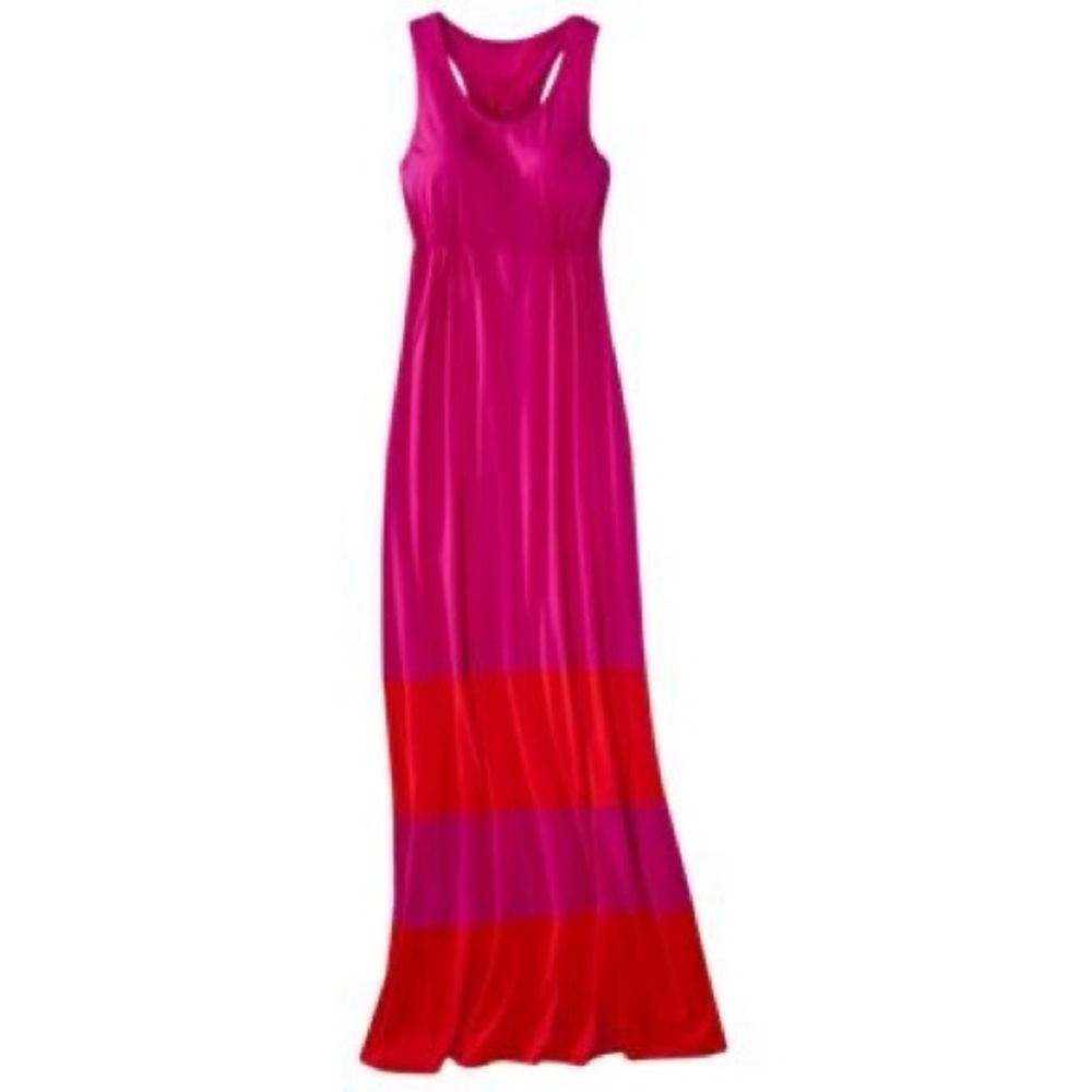 Mossimo Women's Fushia & Bright Orange Sleeveless Maxi Dress Size M - Picture 1 of 5